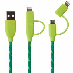 Boompods DCGRN, 1 m, USB A, Micro-USB B/Lightning, Mâle/Mâle, Vert