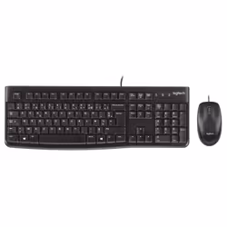 Logitech Desktop MK120 La simplicité du filaire, Taille réelle (100 %), Avec fil, USB, AZERTY, Noir, Souris incluse