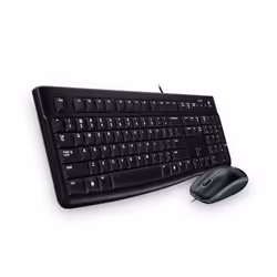 Logitech Desktop MK120, Avec fil, USB, QWERTZ, Noir, Souris incluse