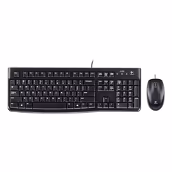 Logitech Desktop MK120, Avec fil, USB, QWERTY, Noir, Souris incluse