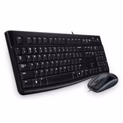 Logitech Desktop MK120, Taille réelle (100 %), Avec fil, USB, Noir, Souris incluse