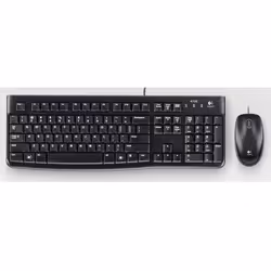 Logitech Desktop MK120, Avec fil, USB, QWERTY, Noir, Souris incluse