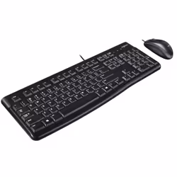 Logitech Desktop MK120, Taille réelle (100 %), Avec fil, USB, QWERTY, Noir, Souris incluse