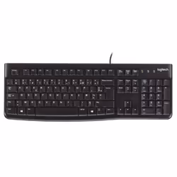 Logitech K120 Corded Keyboard, Taille réelle (100 %), Avec fil, USB, AZERTY, Noir