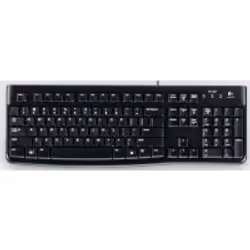 Logitech K120 Corded Keyboard, Taille réelle (100 %), Avec fil, USB, Clavier à membrane, QWERTY, Noir