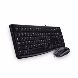 Logitech Desktop MK120, Avec fil, USB, QWERTY, Noir, Souris incluse