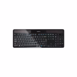 Logitech Wireless Solar Keyboard K750, Taille réelle (100 %), Sans fil, RF sans fil, QWERTY, Noir