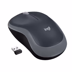 Logitech LGT-M185G, Ambidextre, Optique, RF sans fil, 1000 DPI, Noir, Gris