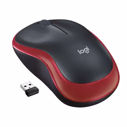 Logitech LGT-M185R, Ambidextre, Optique, RF sans fil, 1000 DPI, Noir, Rouge