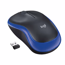 Logitech LGT-M185B, Ambidextre, Optique, RF sans fil, 1000 DPI, Noir, Bleu