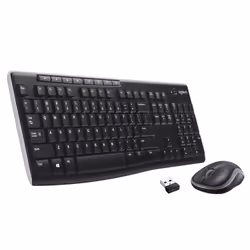 Logitech Wireless Combo MK270, Taille réelle (100 %), Sans fil, USB, QWERTZ, Noir, Souris incluse