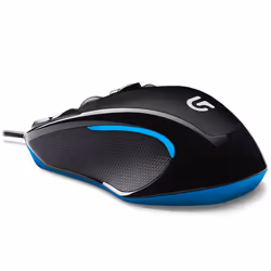 Logitech G G300s, Droitier, Optique, USB Type-A, 2500 DPI, 1 ms, Noir, Bleu