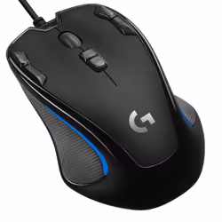Logitech G G300S Optical Gaming Mouse, Ambidextre, Optique, USB Type-A, 2500 DPI, 1 ms, Noir, Bleu
