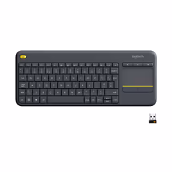 Logitech K400 Plus Tv, Taille réelle (100 %), RF sans fil, QWERTZ, Noir
