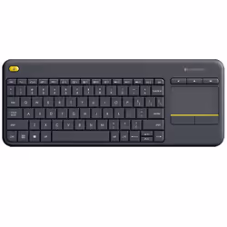 Logitech K400 Plus Tv, Taille réelle (100 %), Sans fil, RF sans fil, QWERTY, Noir