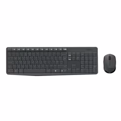 Logitech MK235, Taille réelle (100 %), Sans fil, USB, QWERTY, Gris, Souris incluse