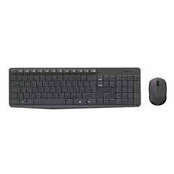 Logitech MK235, Taille réelle (100 %), Sans fil, USB, QWERTY, Gris, Souris incluse