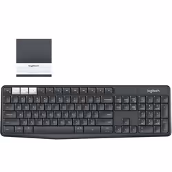 Logitech K375s Multi-Device Wireless Keyboard and Stand Combo, Taille réelle (100 %), Sans fil, RF sans fil + Bluetooth, Clav ...