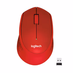Logitech M330 Silent Plus, Droitier, Mécanique, RF sans fil, 1000 DPI, Rouge