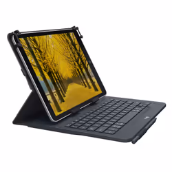 Logitech Universal Folio, QWERTY, Espagnole, 5 million de caractères, Toutes marques, 9" - 10", Noir