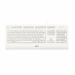 Logitech K280E Pro f/ Business, Taille réelle (100 %), Avec fil, USB, QWERTZ, Blanc