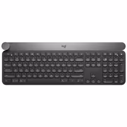 Logitech Craft Advanced keyboard with creative input dial, Taille réelle (100 %), Sans fil, RF sans fil + Bluetooth, QWERTY,  ...
