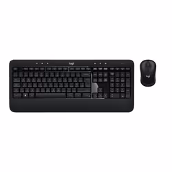 Logitech ADVANCED Combo Wireless Keyboard and Mouse, Taille réelle (100 %), USB, QWERTY, Noir, Souris incluse