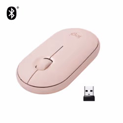 Logitech Souris sans fil Pebble M350, Ambidextre, Optique, RF sans fil + Bluetooth, 1000 DPI, Rose