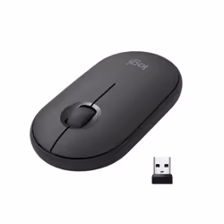 Logitech Souris sans fil Pebble M350, Ambidextre, Optique, RF sans fil + Bluetooth, 1000 DPI, Graphite
