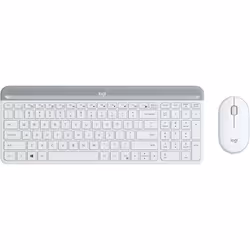 Logitech MK470, Taille réelle (100 %), RF sans fil, QWERTZ, Blanc, Souris incluse