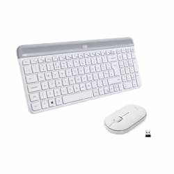Logitech MK470, Taille réelle (100 %), RF sans fil, QWERTY, Blanc, Souris incluse