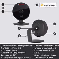 Logitech Circle View Cosse Caméra de sécurité IP Intérieure et extérieure 1920 x 1080 pixels Sur bureau/mural - Vue supplémentaire 14