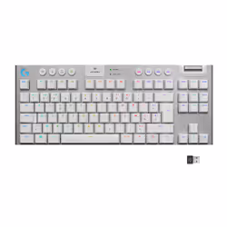 Logitech G G915 TKL, Taille réelle (100 %), RF sans fil + Bluetooth, Clavier mécanique, QWERTY, LED RGB, Blanc