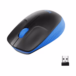 Logitech M190 Full-Size Wireless Mouse, Ambidextre, Optique, RF sans fil, 1000 DPI, Noir, Bleu