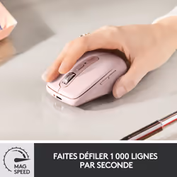 Logitech Performante et compacte MX Anywhere 3, Droitier, Laser, RF sans fil + Bluetooth, 4000 DPI, Rose