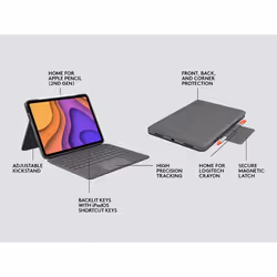 Logitech Folio Touch Gris Smart Connector QWERTY Espagnole - Vue supplémentaire 7