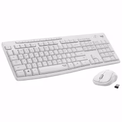 Logitech MK295 Silent Wireless Combo, Taille réelle (100 %), RF sans fil, QWERTZ, Blanc, Souris incluse