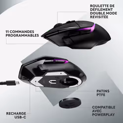 Logitech G G502 X Plus souris Droitier RF sans fil Optique 25600 DPI - Vue supplémentaire 14