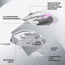 Logitech G G502 X Plus souris Droitier RF sans fil Optique 25600 DPI - Vue supplémentaire 14