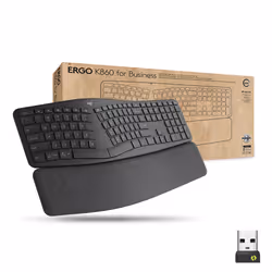 Logitech K860 for Business, Taille réelle (100 %), Bluetooth, Contacteur de touche semi-mécanique, Graphite