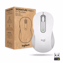 Logitech Signature M650 for Business, Droitier, Optique, RF sans fil + Bluetooth, 4000 DPI, Blanc