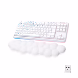 Logitech G G715, Sans clé (80 - 87%), RF sans fil + Bluetooth, Clavier mécanique, QWERTY, LED RGB, Blanc