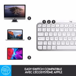 Logitech MX Keys Mini For Mac Minimalist Wireless Illuminated Keyboard clavier Bluetooth QWERTZ Allemand Gris - Vue supplémentaire 7