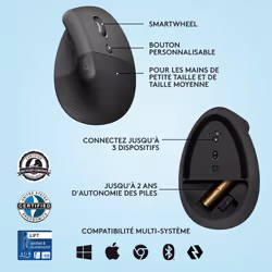 Logitech Lift Souris Ergonomique Verticale Sans Fil Bluetooth Graphite Droitier - Vue supplémentaire 11