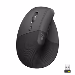 Logitech Lift, Gauche, Conception verticale, Optique, RF sans fil + Bluetooth, 4000 DPI, Graphite