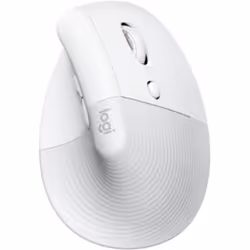 Logitech Lift, Droitier, Conception verticale, Optique, RF sans fil + Bluetooth, 4000 DPI, Blanc
