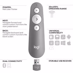 Logitech R500 télécommande Bluetooth/RF Gris - Vue supplémentaire 5