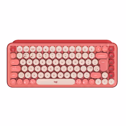 Logitech Pop Keys, Mini, RF sans fil + Bluetooth, Clavier mécanique, QWERTY, Bourgogne, Rose, Rose