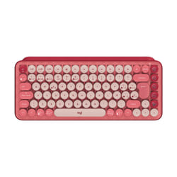 Logitech POP Keys Wireless Mechanical Keyboard With Emoji Keys clavier RF sans fil + Bluetooth QWERTY Espagnole Bourgogne, Rose, Rose