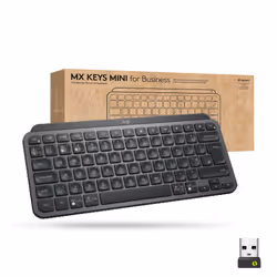 Logitech Mx Keys Mini For Business, Mini, RF sans fil + Bluetooth, Commutateur de touche « ciseaux », QWERTY, LED, Graphite